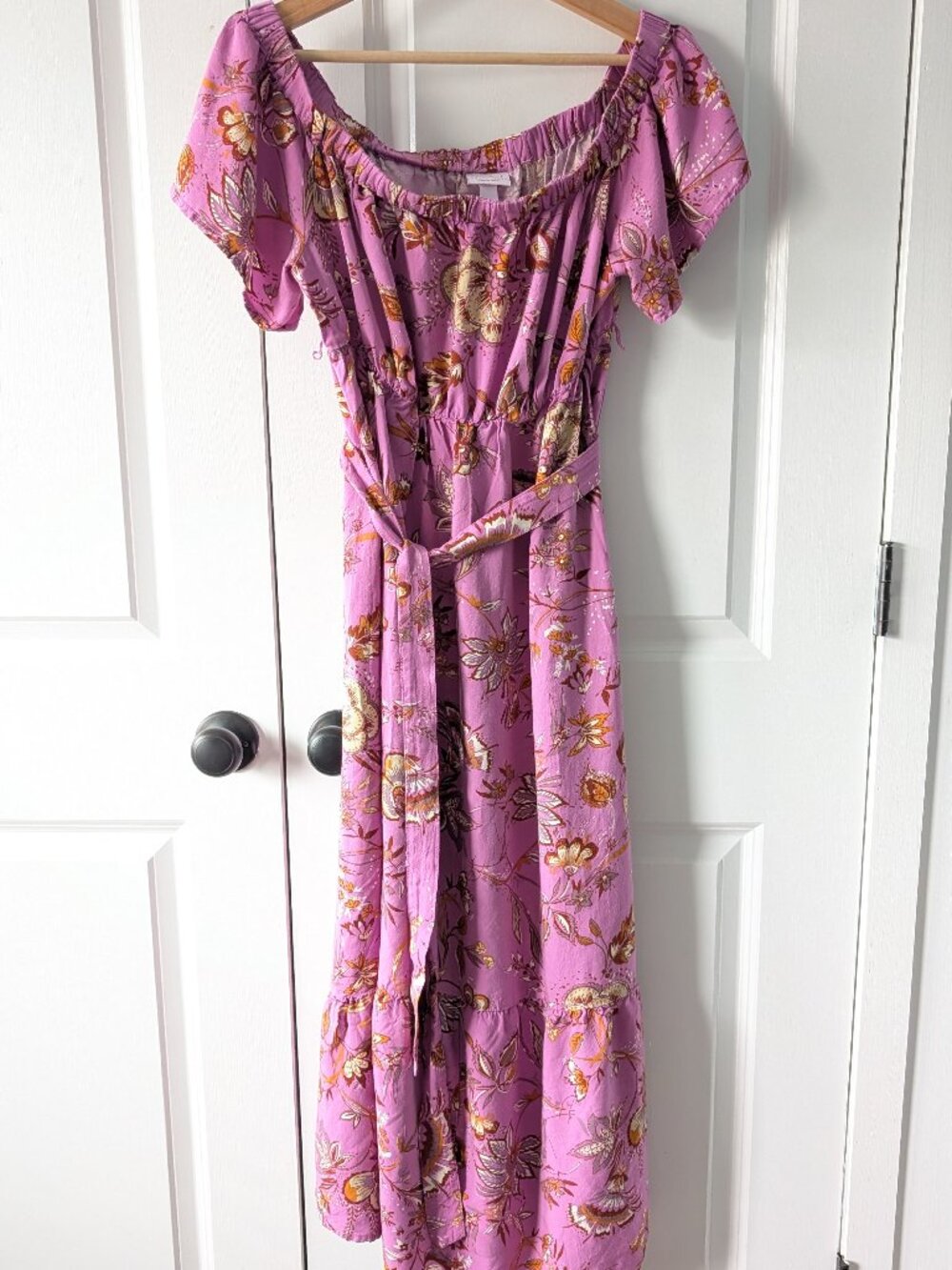 Ingrid & Isabel Off-the-Shoulder Maxi Pink Dress (Large, Maternity)